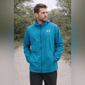 Under Armour Packable Windbreaker Jacket XXL Teal Running Ultralight Full Zip